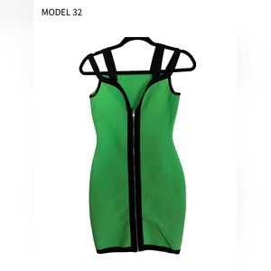 Green and Black Mini Dress